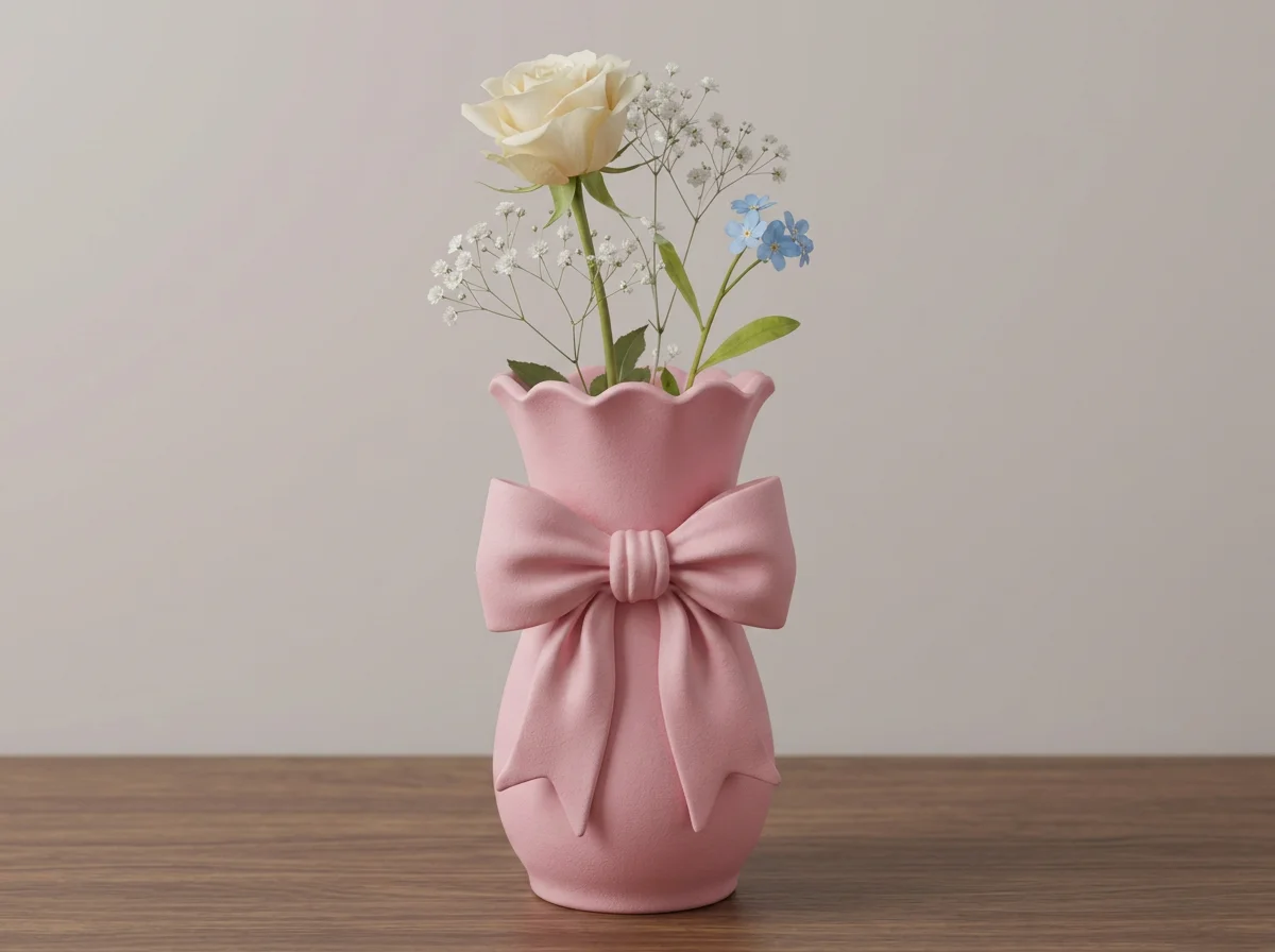 Sweet Pink Bow Vase